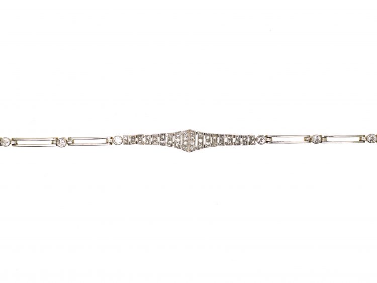 Edwardian 15ct Gold & Platinum Diamond Bracelet with Diamond Set Strap