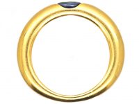 18ct Gold Ellipse Ring set with a Sapphire signed by Cartier