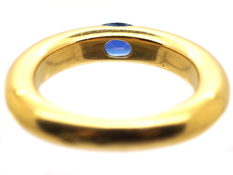 18ct Gold Ellipse Ring set with a Sapphire signed by Cartier