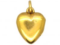 Edwardian 15ct Gold Heart Shaped Locket set with Three Natural Split Pearls