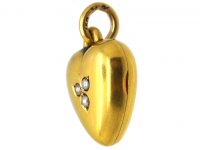 Edwardian 15ct Gold Heart Shaped Locket set with Three Natural Split Pearls