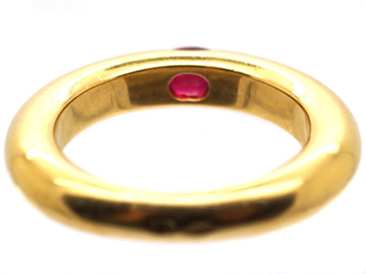 18ct Gold Ellipse Ring set with a Ruby signed by Cartier 839X The Antique Jewellery Company