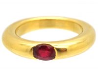 18ct Gold Ellipse Ring set with a Ruby signed by Cartier