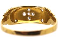 Victorian 18ct Gold Ring with Flower Motif set with Diamonds