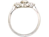 Edwardian Platinum Navette Shaped Ring set with Diamonds