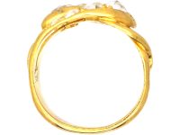 French Import 19th Century 18ct Gold Double Snake Ring set with Rose Diamonds