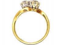 Edwardian 18ct Gold, Two Stone Diamond Crossover Ring