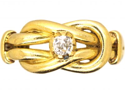 Edwardian 18ct Gold Lover’s Knot Ring set with a Diamond