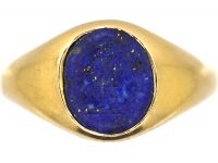 Victorian 18ct Gold Signet Ring with Lapis Lazuli Intaglio of a Man