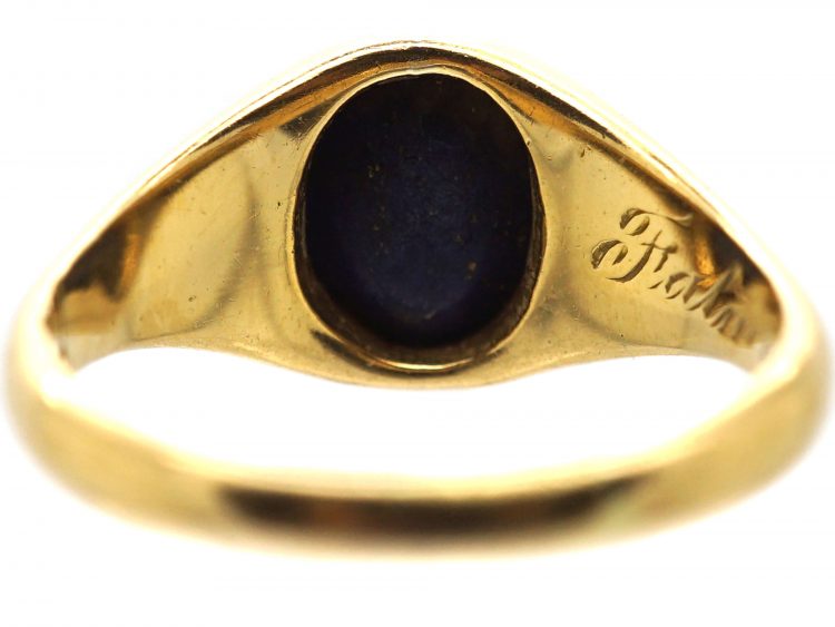 Victorian 18ct Gold Signet Ring with Lapis Lazuli Intaglio of a Man