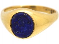 Victorian 18ct Gold Signet Ring with Lapis Lazuli Intaglio of a Man