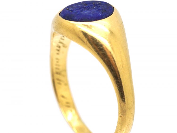 Victorian 18ct Gold Signet Ring with Lapis Lazuli Intaglio of a Man