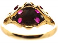 Victorian 18ct Gold Ring set with Rubies, Rose Diamonds & Natural Split Pearls