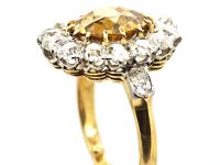 Early 20th Century 18ct Gold & Platinum, French Import Zircon & Diamond Cluster Ring with Diamond Set Shoulders