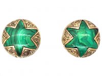 Victorian 9ct Gold & Malachite Star Earrings