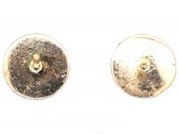 Victorian 9ct Gold Stud Earrings with Engraved Star & Flower Detail