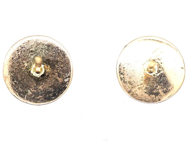 Victorian 9ct Gold Stud Earrings with Engraved Star & Flower Detail