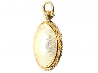 Georgian 9ct Gold Round Locket with Engine Turned Detail