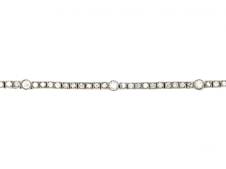 Art Deco Platinum Tennis Bracelet set with Diamonds