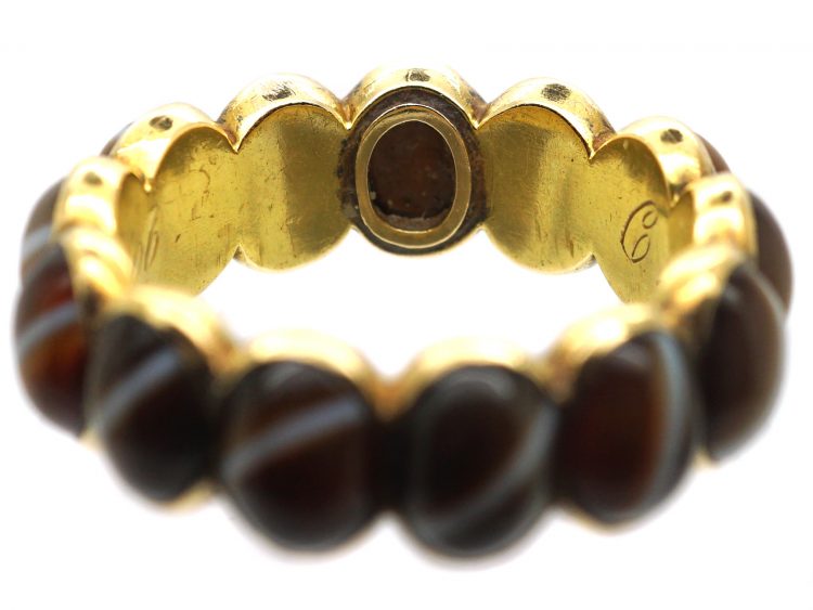 Victorian 15ct Gold Banded Onyx Eternity Ring with Hidden Locket