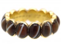 Victorian 15ct Gold Banded Onyx Eternity Ring with Hidden Locket