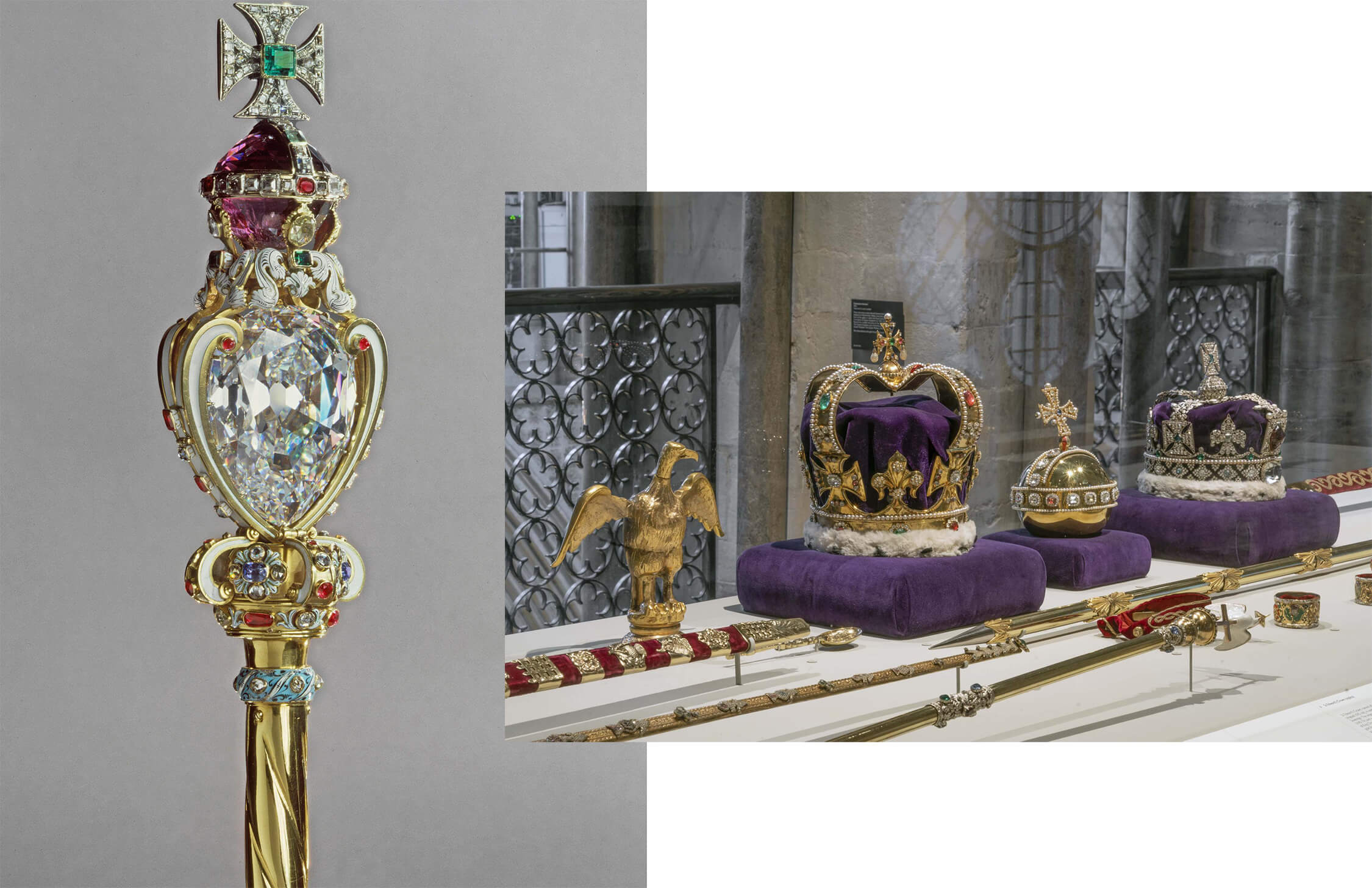 The Great Star of Africa (Cullinan I), set in the Sceptre with the Cross