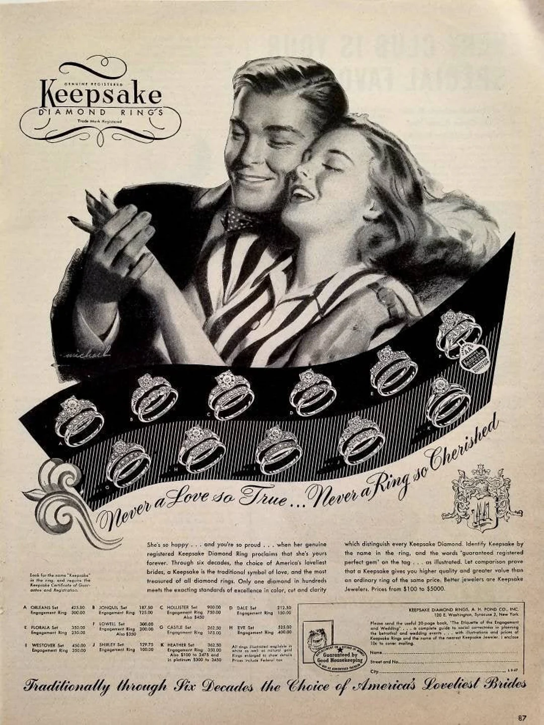 'Keepsake Diamond Rings' Advert from 1947