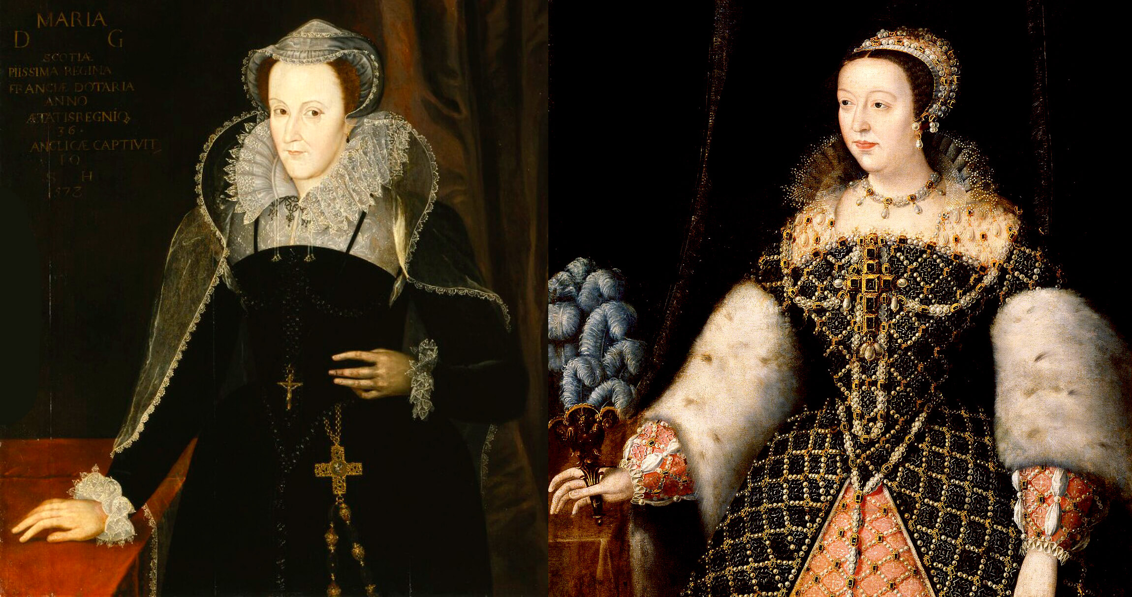 Mary Queen of Scots - Catherine de' Medici - showcasing their jewellery collections