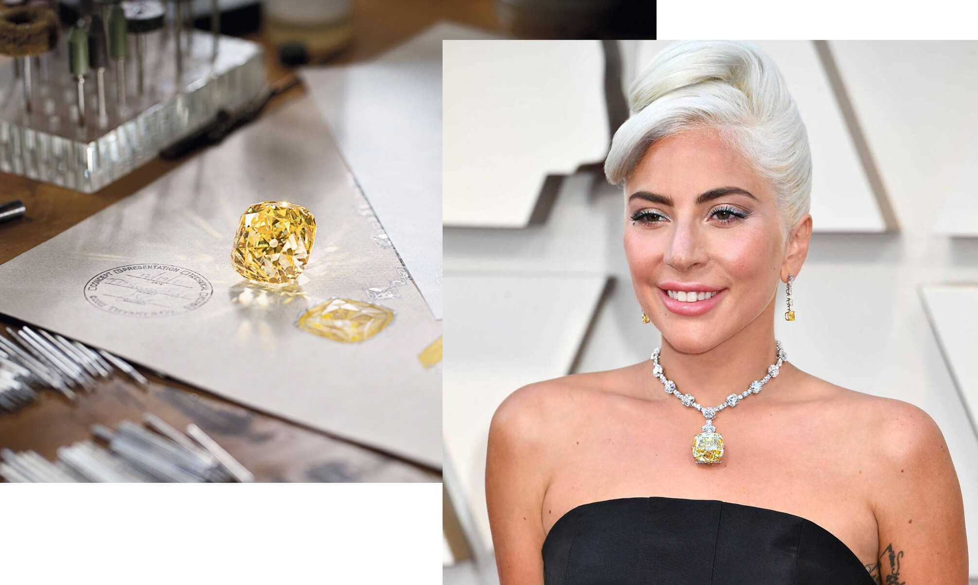 Lady Gaga wearing The Tiffany Diamond to the 2019 Oscars