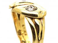 Edwardian 18ct Gold Double Snake Ring set with a Ruby & Diamond