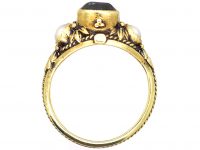 Arts & Crafts 18ct Gold Ring set with a Sapphire & Two Natural Pearls attributed to John Paul Cooper