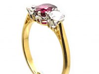 Edwardian 18ct Gold & Platinum, Ruby & Diamond Three Stone Ring