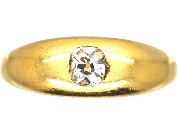 Victorian 18ct Gold Rub Over Set Diamond Ring