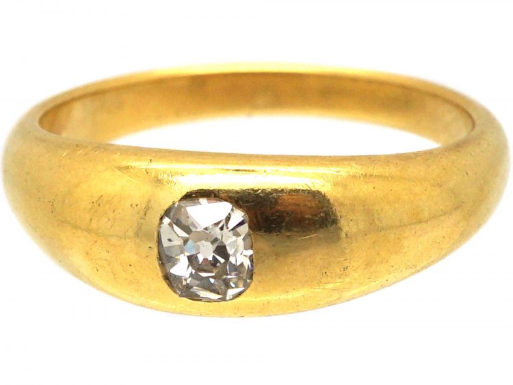 Victorian 18ct Gold Rub Over Set Diamond Ring