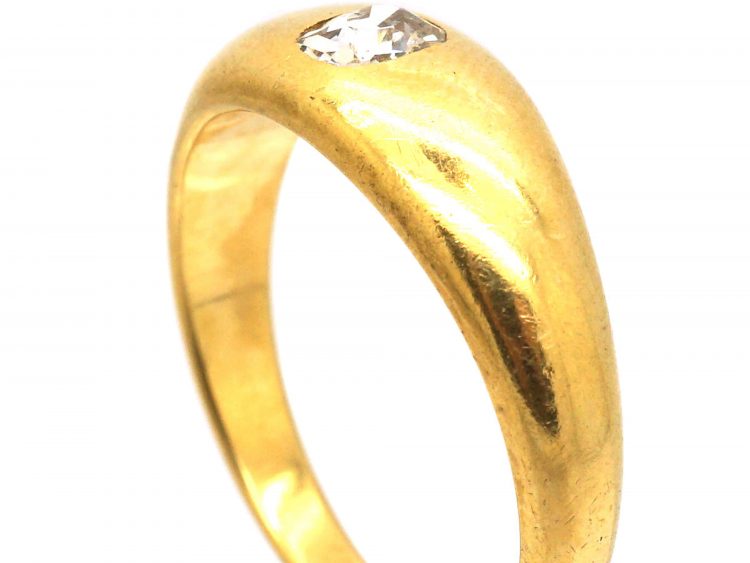 Victorian 18ct Gold Rub Over Set Diamond Ring