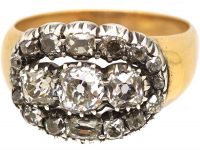 William 1V 18ct Gold & Silver, Large Oval Cluster Ring set with Old Mine Cut Diamonds