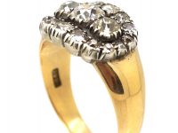 William 1V 18ct Gold & Silver, Large Oval Cluster Ring set with Old Mine Cut Diamonds