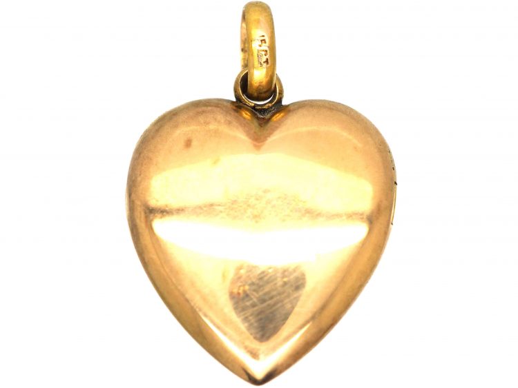 Edwardian 15ct Gold Heart Locket set with a Diamond