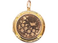 Edwardian 9ct Back & Front Round Locket with Swallow & Roses Motif