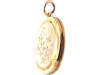 Edwardian 9ct Back & Front Round Locket with Swallow & Roses Motif