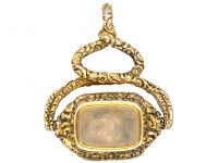 Georgian 15ct Gold Cased Triple Sided Swivel Seal with Chalcedony Intaglio of a Crest