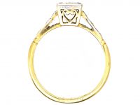 18ct Gold & Platinum, Solitaire Ring with Square set Diamond & Diamond Set Shoulders