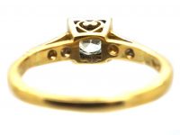 18ct Gold & Platinum, Solitaire Ring with Square set Diamond & Diamond Set Shoulders