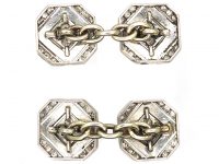 Art Deco Platinum Octagonal Shaped Cufflinks set with Diamonds