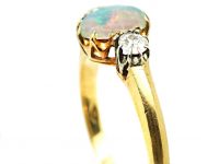 Edwardian 18ct Gold Three Stone Opal & Diamond Ring