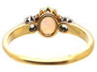 Edwardian 18ct Gold Three Stone Opal & Diamond Ring