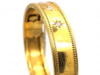 Victorian 15ct Gold Bangle set with Three Diamonds