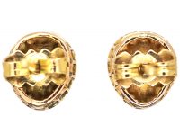 19th Century 18ct Gold Large Pear Shaped Rose Diamond Solitaire Earrings