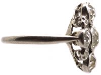 Edwardian Platinum Diamond Cluster Ring with Heart Shaped Motifs