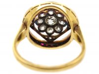 Early 20th Century 18ct Gold, Diamond & Ruby Daisy Cluster Ring within a Circle Of Rubies & Diamonds